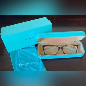 Tiffany & Co. Havana Tortiseshell and Light Blue Glass Frames w Crystals